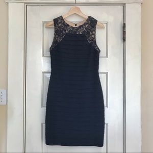 Adrianna Papell Navy Banded Sheath Dress | Size 6